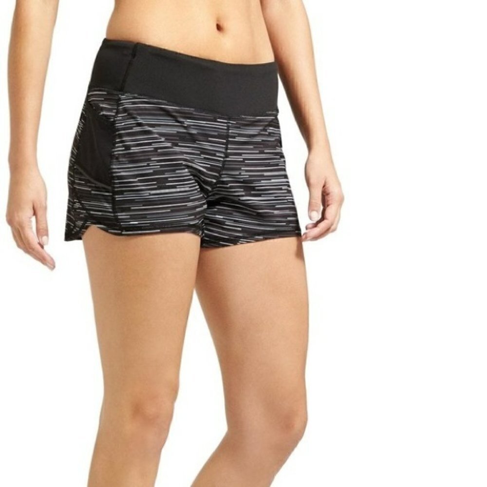 Athleta | Ready Set Go Running Shorts Athletic Lined Jigsaw Stripe Size S - Picture 2 of 10